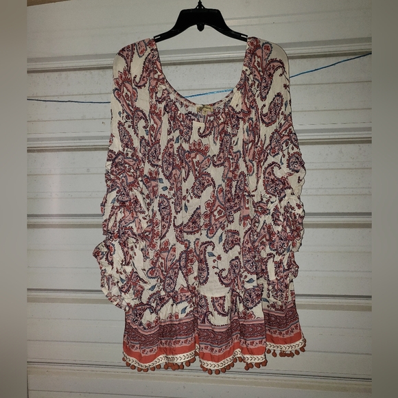 3X Plus Size Democracy Women's Paisely Print blouse shirt top - Picture 2 of 7